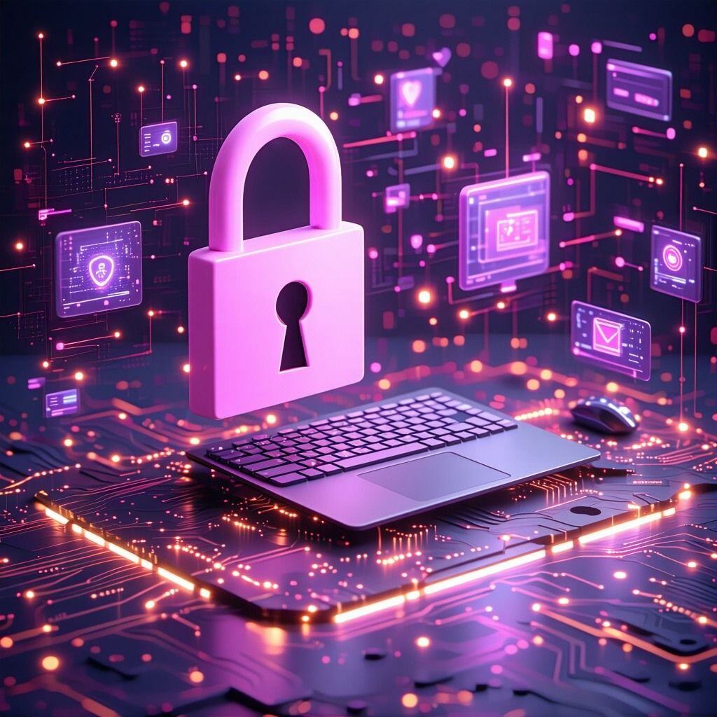 image of lock on top of a PC
