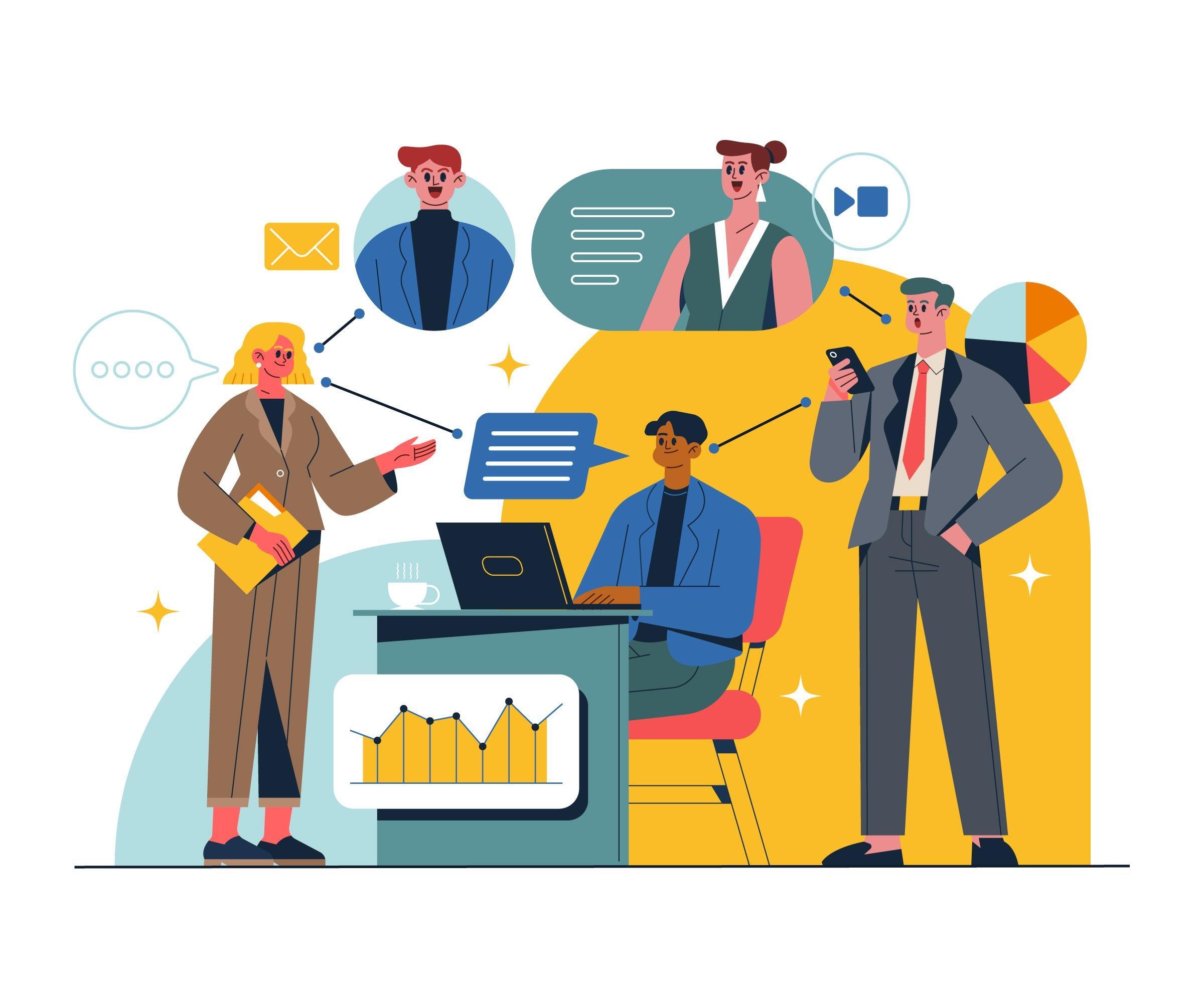 Hand drawn business partners communication