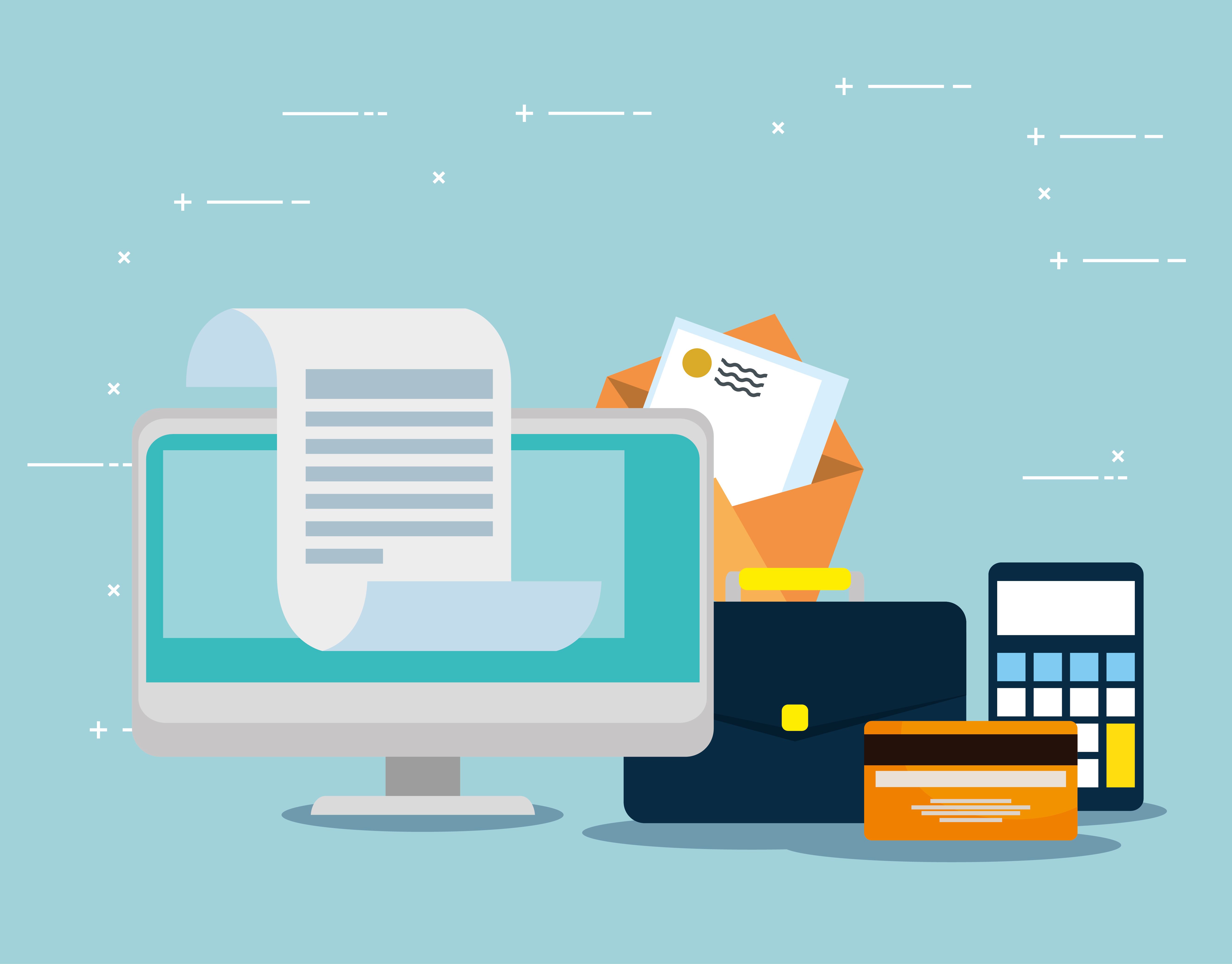 illustration of computer with credit card