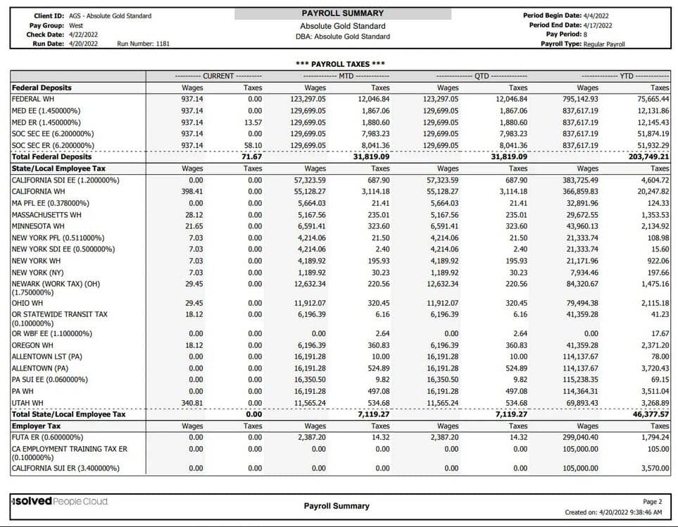 payroll summary