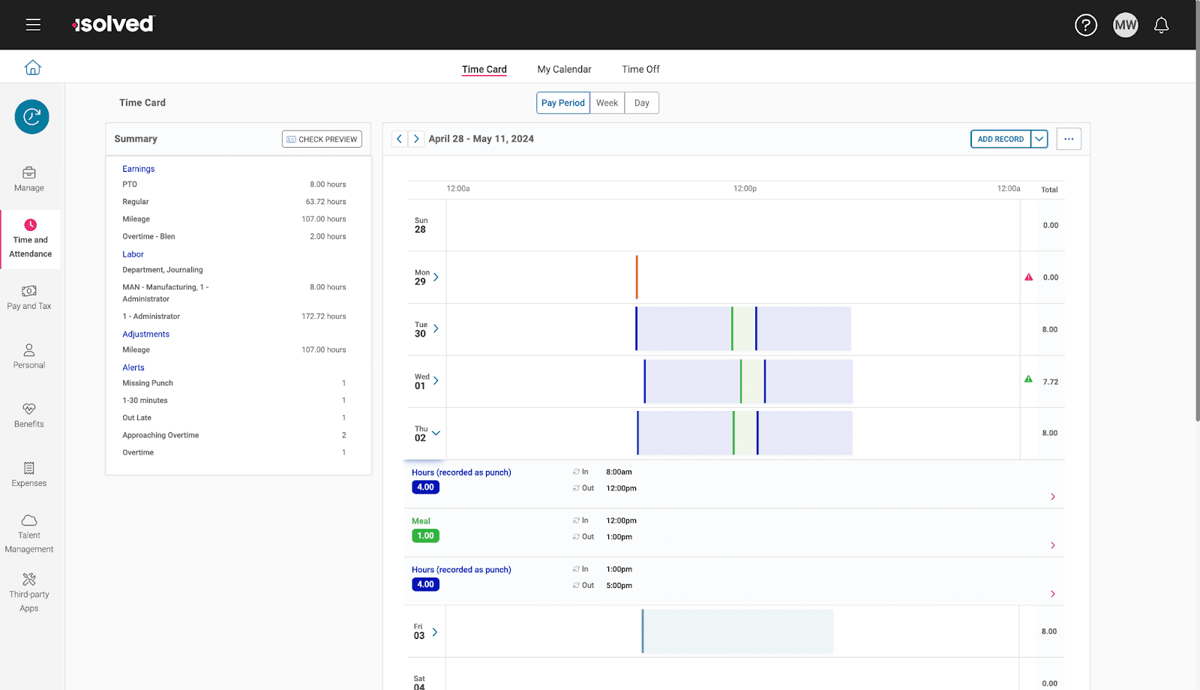 timecard and shift coverage